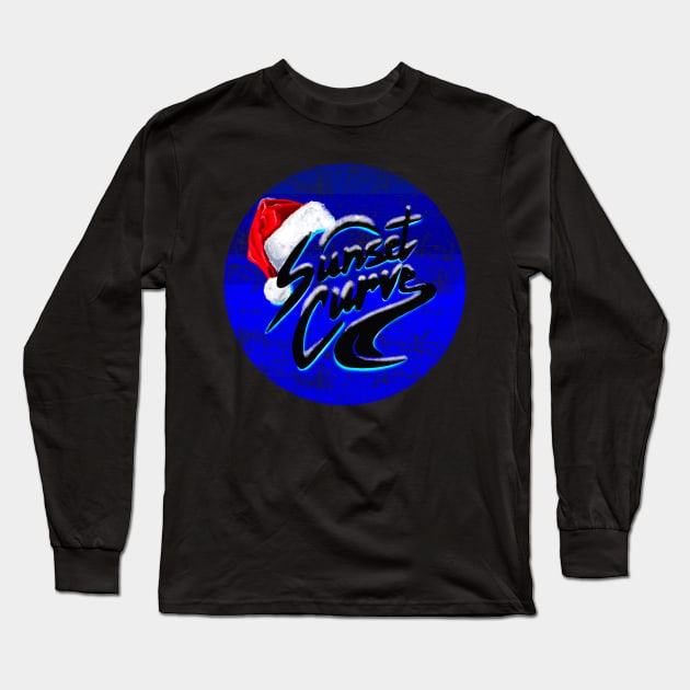 Sunset Curve Christmas Santa Long Sleeve T-Shirt by PG Illustration